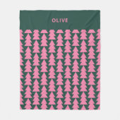 Moderne geometrische roze groene kerstboom grafisc fleece deken (Voorkant)