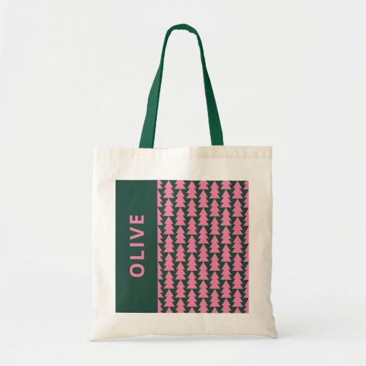 Moderne geometrische roze groene kerstboom grafisc tote bag (Voorkant)