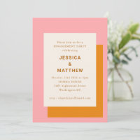 Moderne geometrische roze Oranje verlovingspartij