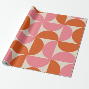 Moderne geometrische roze oranje vormgeving uit de cadeaupapier