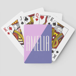 Moderne geometrische roze paarse gepersonaliseerde pokerkaarten