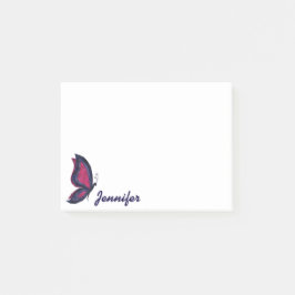 Moderne geometrische roze/paarse vlindernaam post-it® notes