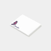 Moderne geometrische roze/paarse vlindernaam post-it® notes (Schuin)