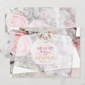 Moderne Geometrische roze roze bruiloft bespaart d Save The Date (Voorkant / Achterkant)