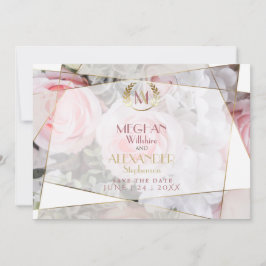 Moderne Geometrische roze roze bruiloft bespaart d Save The Date