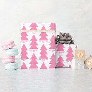 Moderne geometrische roze witte kerstboom grafiek cadeaupapier