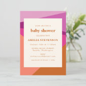 Moderne Geometrische Rust Lila koraal Baby shower Kaart (Staand voorkant)