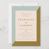 Moderne Geometrische Sage Goud Elegante Huwelijk Kaart (Voorkant)