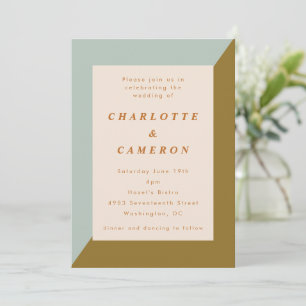 Moderne Geometrische Sage Goud Elegante Huwelijk Kaart