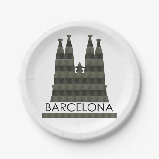 Moderne geometrische Sagrada Familia Barcelona Sky Papieren Bordje (Voorkant)