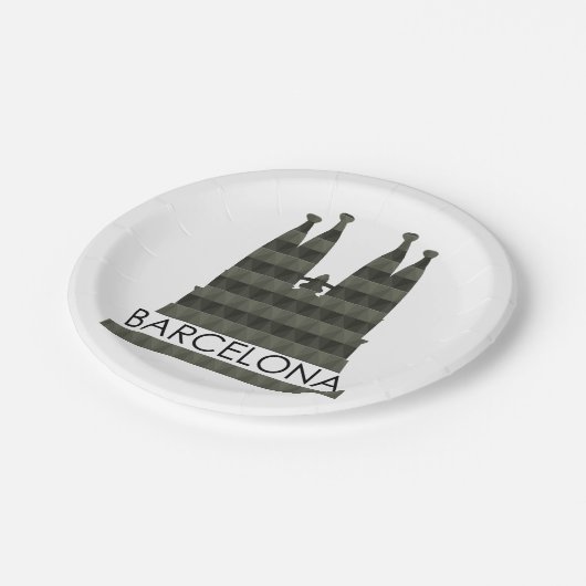 Moderne geometrische Sagrada Familia Barcelona Sky Papieren Bordje (Gekanteld)