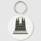 Moderne geometrische Sagrada Familia Barcelona Sky Sleutelhanger (Voorkant)