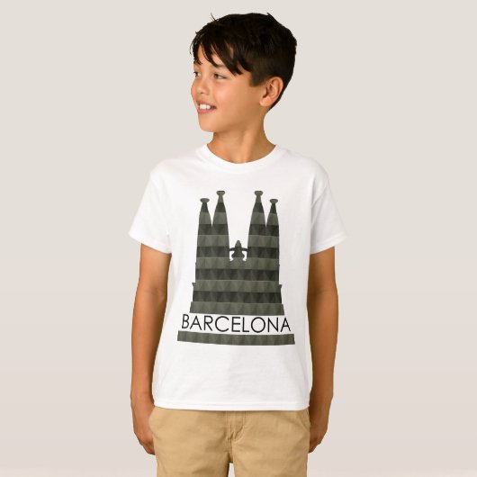 Moderne geometrische Sagrada Familia Barcelona Sky T-shirt (Voorkant volledig)