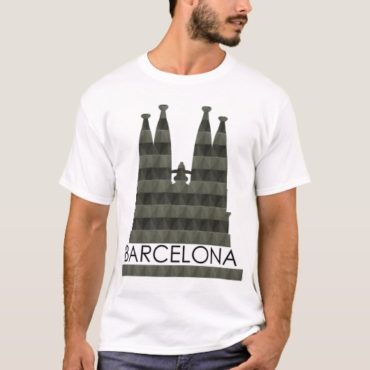 Moderne geometrische Sagrada Familia Barcelona Sky T-shirt (Voorkant)