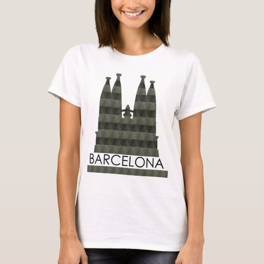 Moderne geometrische Sagrada Familia Barcelona Sky T-shirt (Voorkant)