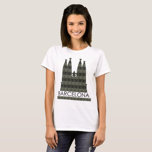 Moderne geometrische Sagrada Familia Barcelona Sky T-shirt (Voorkant volledig)