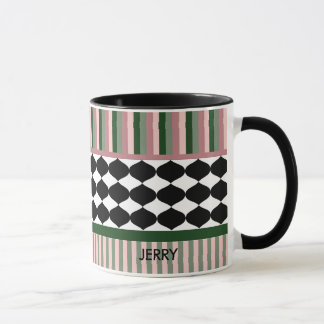 Moderne Geometrische Saliegroen Roze Gepersonalise Mok