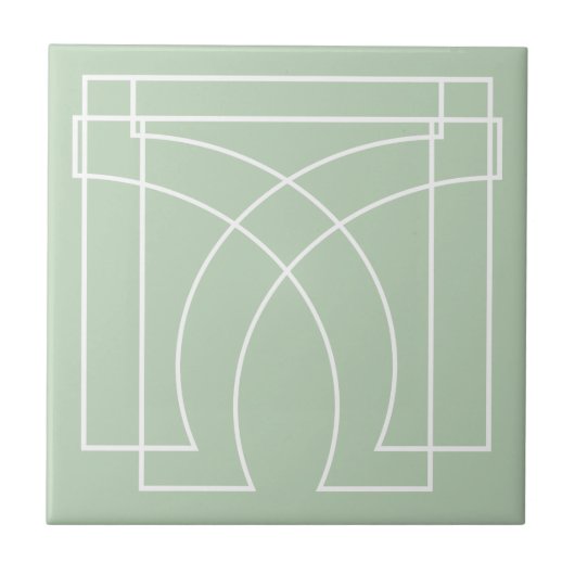 Moderne Geometrische Saliegroen Tegeltje (Voorkant)