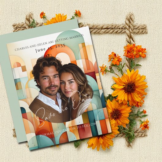 Moderne Geometrische Save the Date, Fotomagneet Save The Date