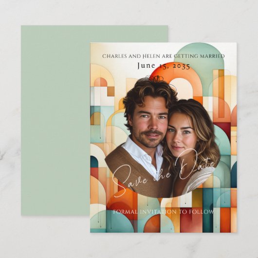 Moderne Geometrische Save the Date, Fotomagneet Save The Date (Voorkant / Achterkant)