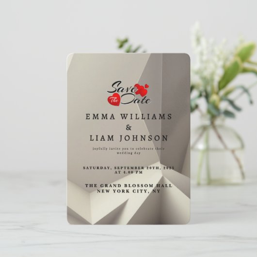 Moderne Geometrische Save the Date Kaart - Minimal (Staand voorkant)