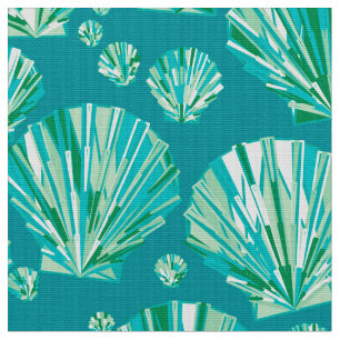 Moderne geometrische schelpen, aqua en turquoise stof