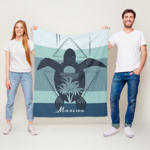 Moderne geometrische schildpad op maat fleece deken