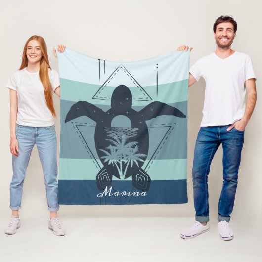 Moderne geometrische schildpad op maat fleece deken (In situ)