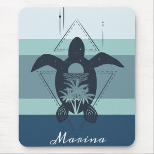 Moderne geometrische schildpad op maat muismat