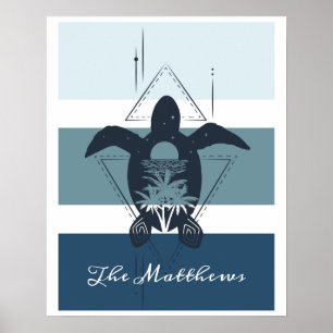 Moderne geometrische schildpad op maat poster