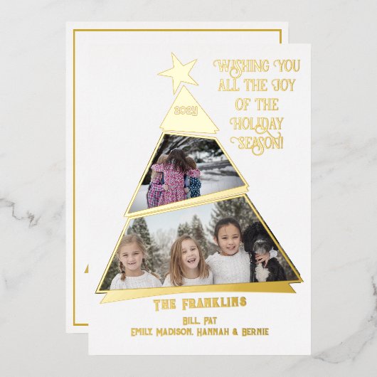 Moderne geometrische schuine boom foto kaart echte (Voorkant / Achterkant)