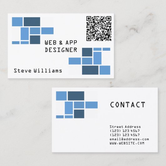 Moderne geometrische sjabloon met QR-code Visitekaartje (Voorkant / Achterkant)