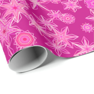 Moderne geometrische sneeuwvlokken, diepe Fuchsia Cadeaupapier
