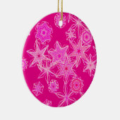 Moderne geometrische sneeuwvlokken, diepe Fuchsia Keramisch Ornament (Rechts)