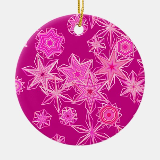 Moderne geometrische sneeuwvlokken, diepe Fuchsia Keramisch Ornament (Voorkant)