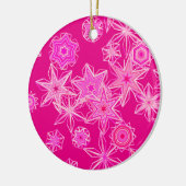Moderne geometrische sneeuwvlokken, diepe Fuchsia Keramisch Ornament (Links)