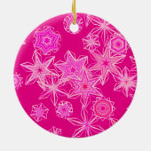 Moderne geometrische sneeuwvlokken, diepe Fuchsia Keramisch Ornament (Achterkant)