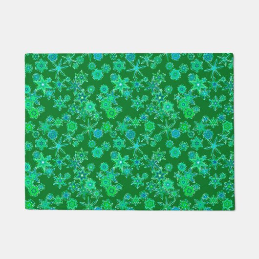 Moderne geometrische sneeuwvlokken, Emerald Green Deurmat (Voorkant)