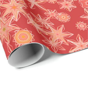 Moderne geometrische sneeuwvlokken, Mandarijns Ora Cadeaupapier