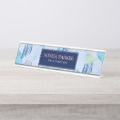 Moderne geometrische spiralen en lijnen bureau naambordje (Voorkant)