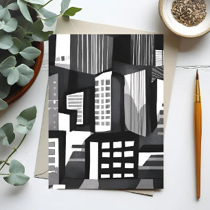 Moderne Geometrische Stad   Zwart & Wit Contempora Briefkaart