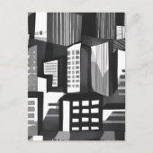 Moderne geometrische stad | Zwart-wit Contemporary Briefkaart (Voorkant)