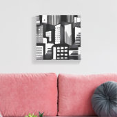 Moderne Geometrische Stad | Zwart & Wit Modern Canvas Afdruk (Insitu (Woonkamer))