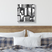 Moderne Geometrische Stad | Zwart & Wit Modern Canvas Afdruk (Insitu (Slaapkamer))