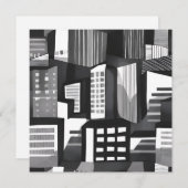 Moderne geometrische stad | Zwart-witte Kaart (Voorkant / Achterkant)