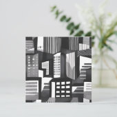 Moderne geometrische stad | Zwart-witte Kaart (Staand voorkant)