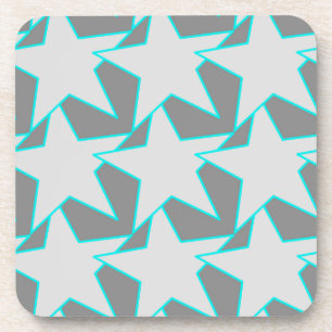 Moderne geometrische ster - grijs en turquoise dra bier onderzetter