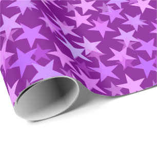 Moderne geometrische sterren, Amethyst Paars en Or Cadeaupapier