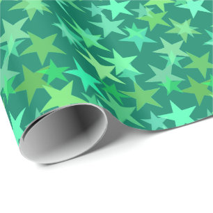 Moderne geometrische sterren, Emerald en Mint Gree Cadeaupapier