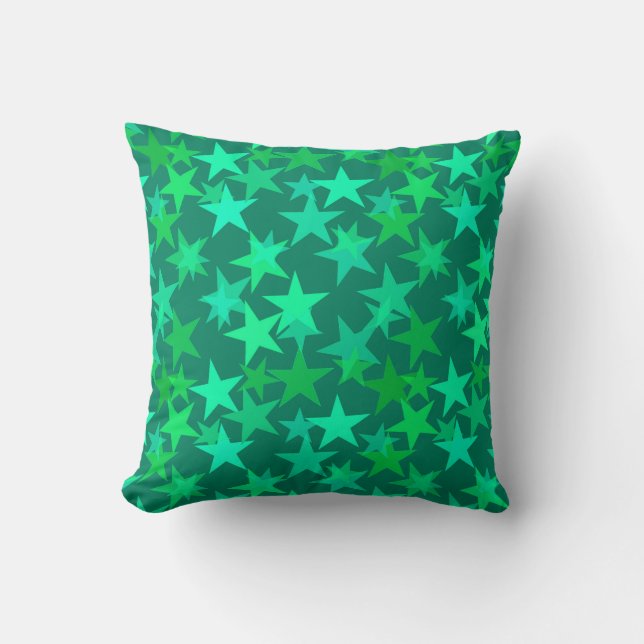 Moderne geometrische sterren, Emerald en Mint Gree Kussen (Voorkant)
